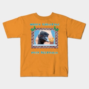 Merry Christmas from Australia with Emu in Window Kids T-Shirt